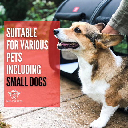 Portable 2-In-1 Double Pet Kennel/Shelter, Fabric, Black 20"X20"X39" - Car Seat-Belt Fixture Included