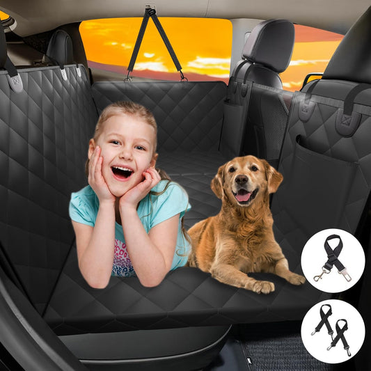 Back Seat Extender for Dogs-Large Space, Dog Car Seat Cover Hard Bottom Holds 400Lbs, Sturdy Backseat Extender for Dogs, Waterproof Dog Hammock for Car Dog Car Bed for Car, SUV, Truck