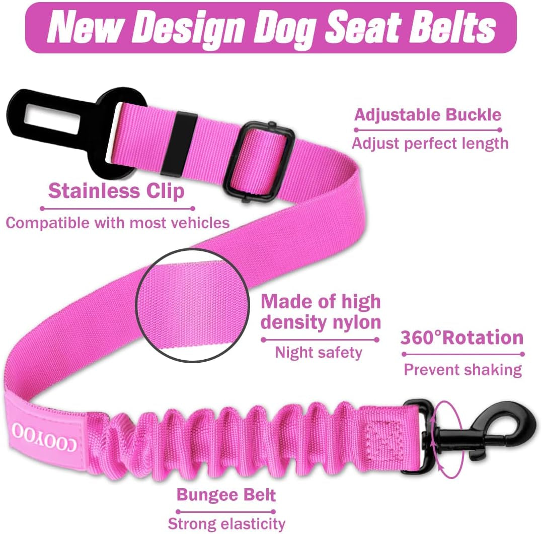 Dog Seat Belt,3 Piece Set Retractable Dog Car Harness Adjustable Dog Seat Belt for Vehicle Nylon Pet Safety Seat Belts Heavy Duty & Elastic