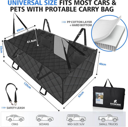 Back Seat Extender for Dogs-Large Space, Dog Car Seat Cover Hard Bottom Holds 400Lbs, Sturdy Backseat Extender for Dogs, Waterproof Dog Hammock for Car Dog Car Bed for Car, SUV, Truck
