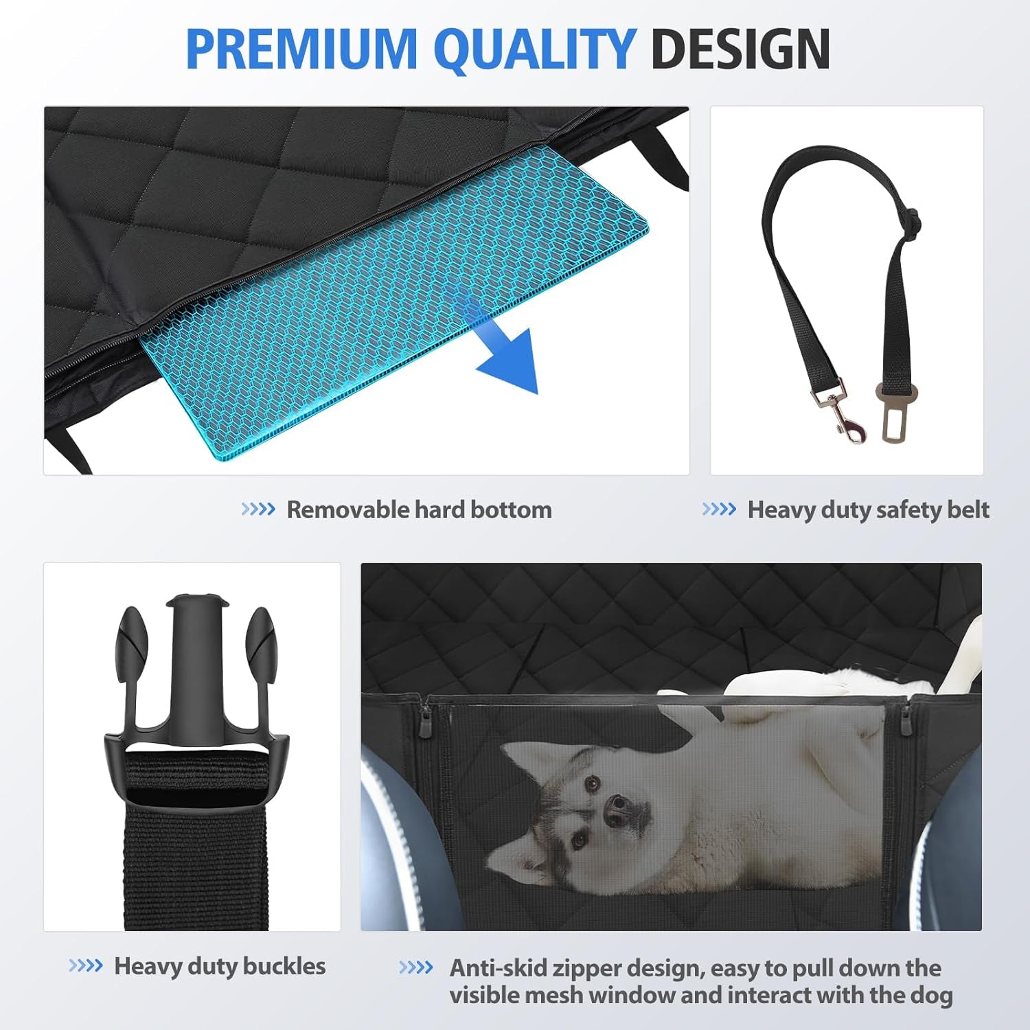 Back Seat Extender for Dogs-Large Space, Dog Car Seat Cover Hard Bottom Holds 400Lbs, Sturdy Backseat Extender for Dogs, Waterproof Dog Hammock for Car Dog Car Bed for Car, SUV, Truck
