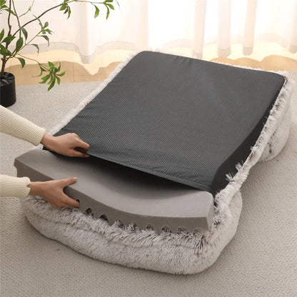 Large Dog Bed Dog Plush Pet Bed Winter Thickened Pad Dog Sleeping Bed Sofa Removable Pad Dog Small Large Dog Square Kennel