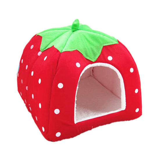 Soft Strawberry Pet Dog Cat House Kennel Doggy Fashion Cushion Basket Pet Tent Dog House Small Dogs Kitten Bed Cat House