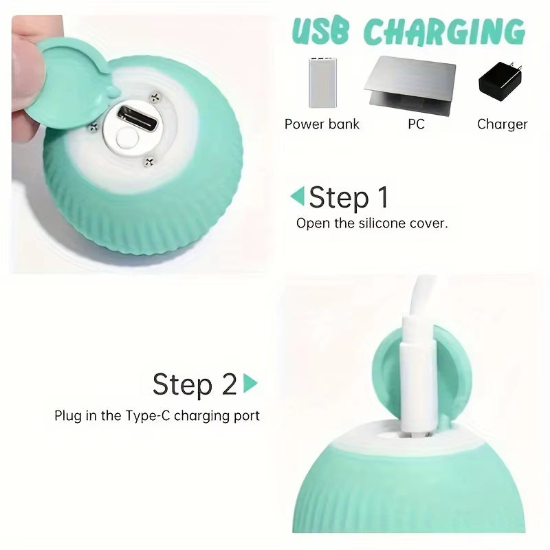 Power Ball Cat Toy, Interactive Cat Smart Ball Toy, Automatic Power Rolling Ball, Indoor Smart Pet Toy Ball with USB Charging