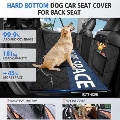 Back Seat Extender for Dogs-Large Space, Dog Car Seat Cover Hard Bottom Holds 400Lbs, Sturdy Backseat Extender for Dogs, Waterproof Dog Hammock for Car Dog Car Bed for Car, SUV, Truck